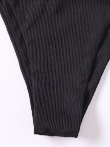 Swim Vcay 女士泳衣 夏季海滩纯色吊带微三角比基尼 - 黑色 - 查看 5
