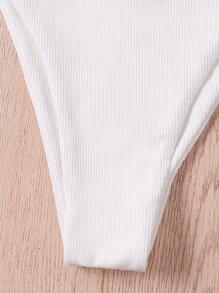 Swim Vcay 夏季沙灘純色頸掛式微三角比基尼 - 白色 - 查看 4