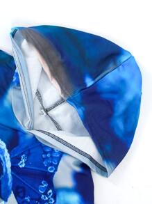 Tween Girl 3D Butterfly Print Drop Shoulder Sweatshirt - Blue - View 3