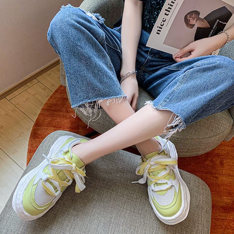 

Two Tone Lace-up Front Skate Shoes, Yellow