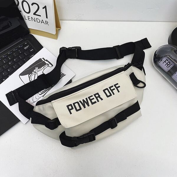 

Men Letter Graphic Buckle Decor Fanny Pack, Beige