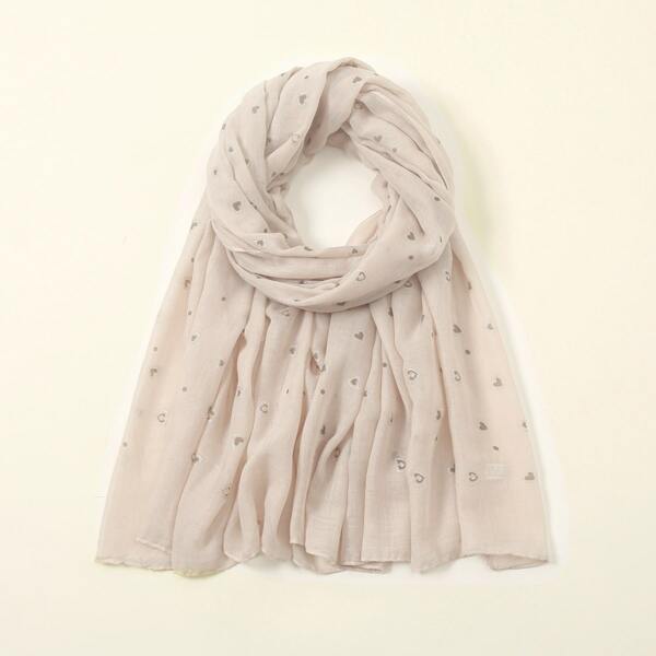 

Heart Pattern Scarf, Beige