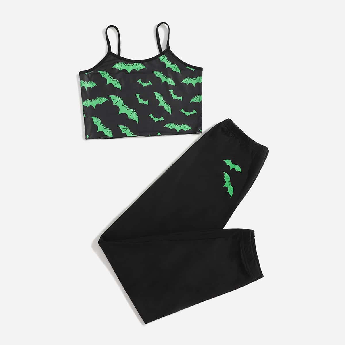 

Bat Graphic Crop Cami & Joggers, Multicolor