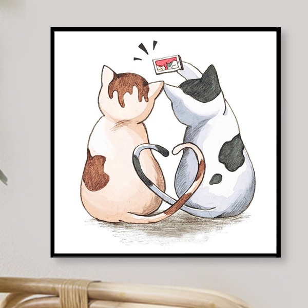 

Cat Print DIY Diamond Unframed Painting, Multicolor
