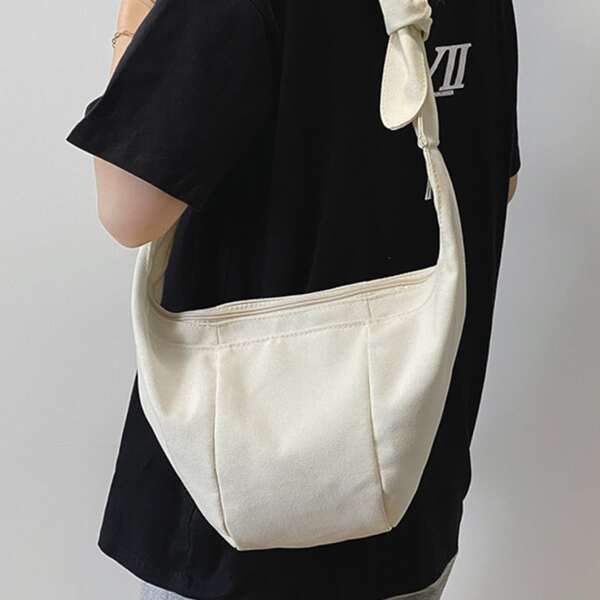 

Minimalist Knot Detail Crossbody Bag, White