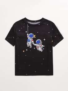 SHEIN Unity Áo thun Plus size Hoạt hình Giải trí - màu đen - Xem 4