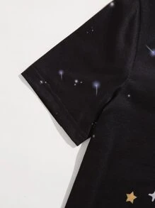 SHEIN Unity Áo thun Plus size Hoạt hình Giải trí - màu đen - Xem 3