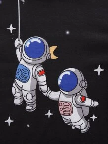 SHEIN Unity Áo thun Plus size Hoạt hình Giải trí - màu đen - Xem 5