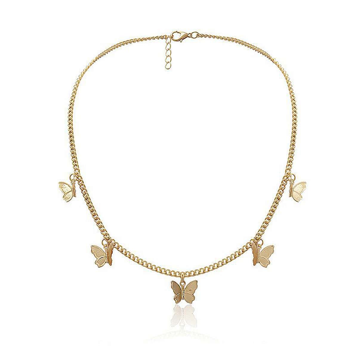 

Guys Butterfly Charm Chain Necklace, Gold