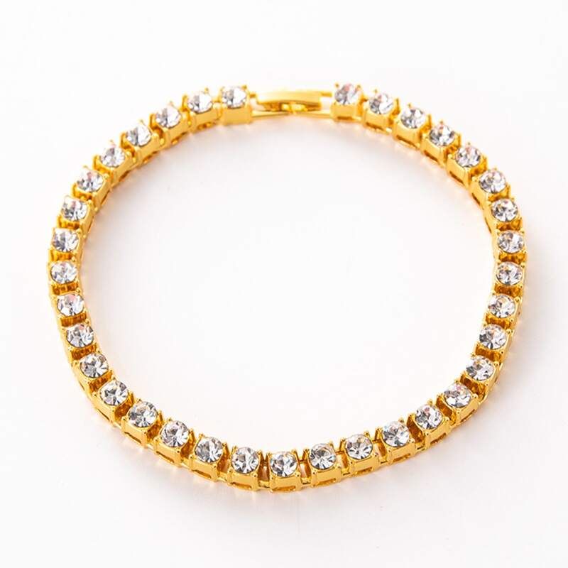 

Guys Rhinestone Decor Bracelet, Gold