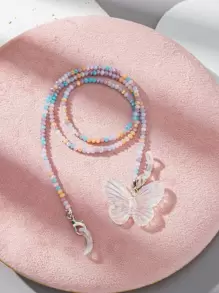 Cadena para gafas con diseño de mariposa con cuenta - Multicolor - Ver 1