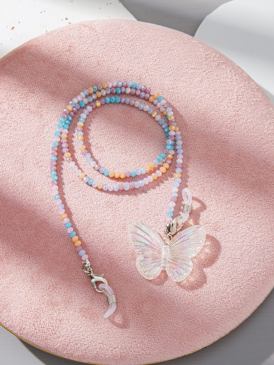 Cadena para gafas con diseño de mariposa con cuenta - Multicolor - Ver 1