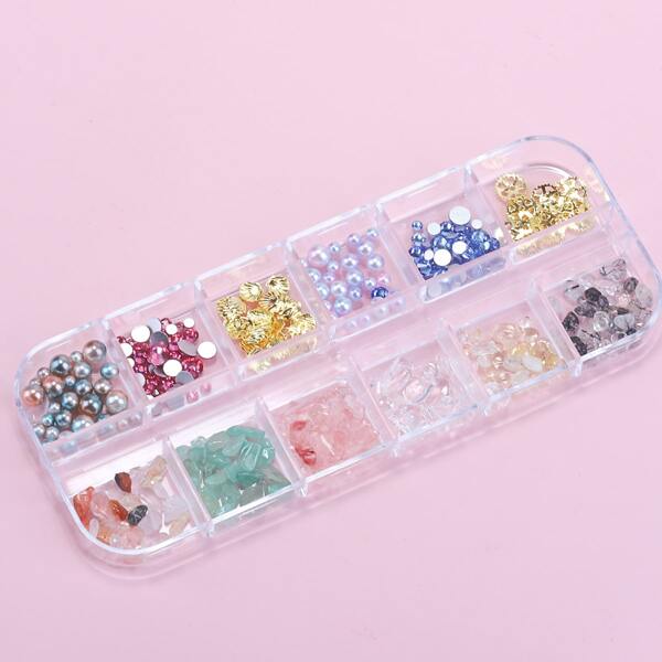 

1box Faux Pearl & Rhinestone Nail Art Decoration, Multicolor