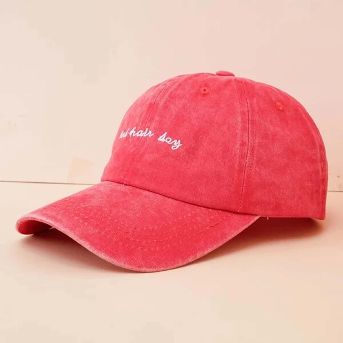 

Guys Slogan Graphic Embroidery Baseball Cap, Red