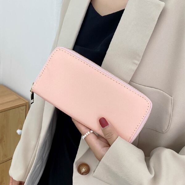 

Minimalist Zipper Around Purse, Pink