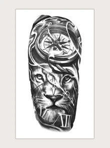 1 hình xăm sư tử hình dán - màu đen - Xem 1