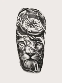 1 hình xăm sư tử hình dán - màu đen - Xem 3