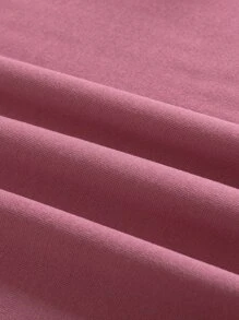 SHEIN EZwear 字母圖案保暖內襯運動衫 - 藕粉色 - 查看 5