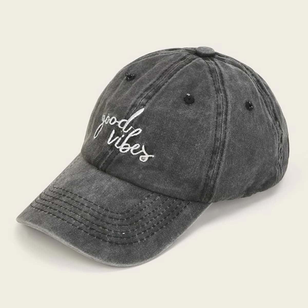 

Guys Slogan Graphic Embroidery Baseball Cap, Black