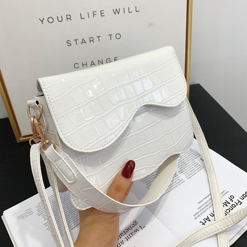 

Croc Embossed Shoulder Bag, White