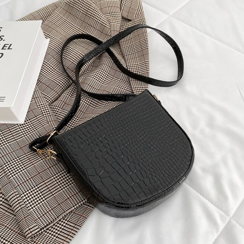 

Croc Embossed Crossbody Bag, Black