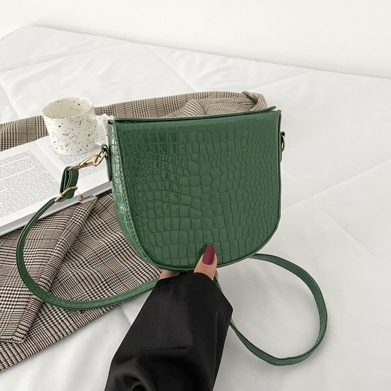 

Croc Embossed Crossbody Bag, Green
