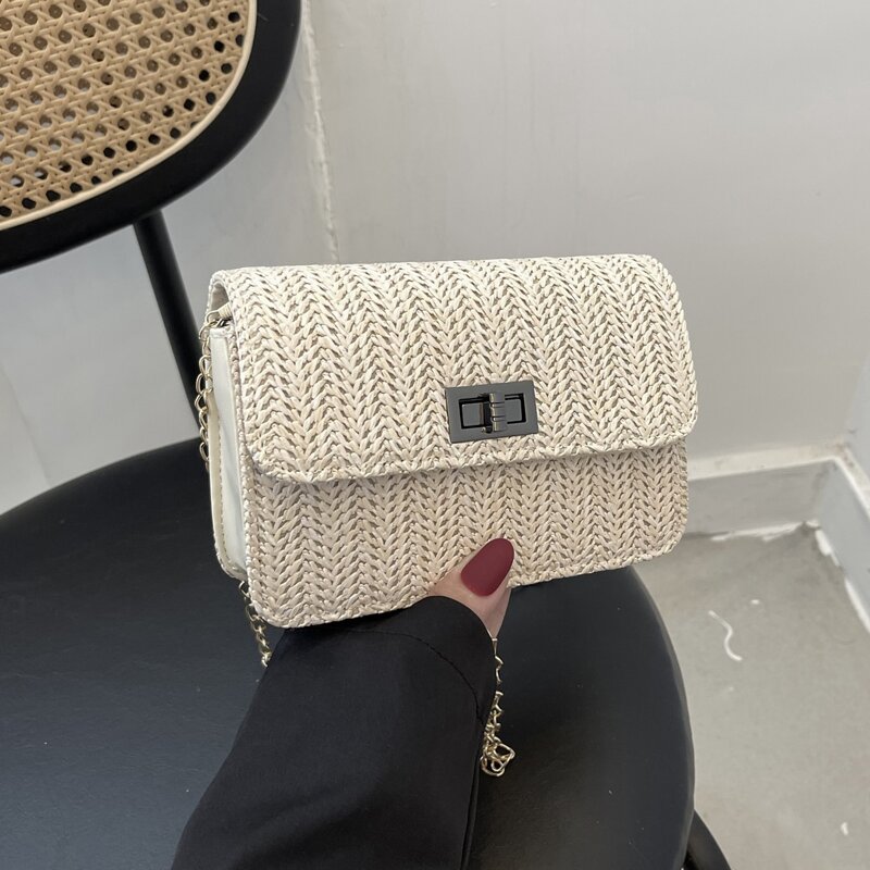 

Turn Lock Flap Crossbody Bag, Beige