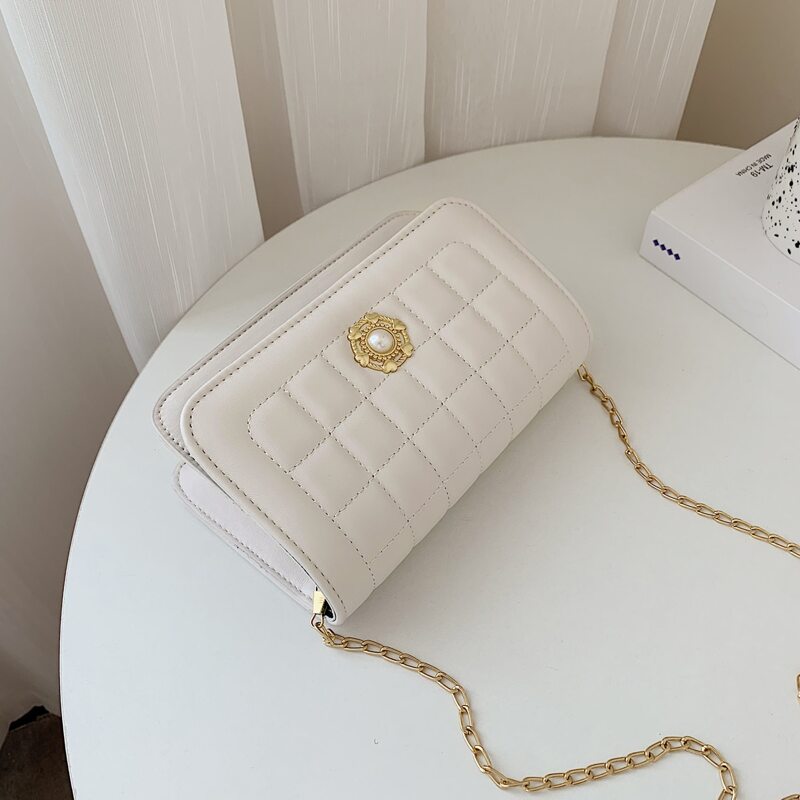 

Quilted Flap Crossbody Bag, White