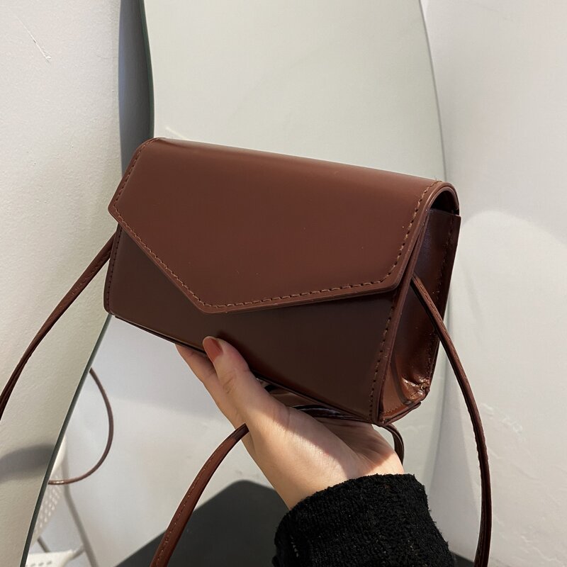 

Minimalist Flap Crossbody Bag, Brown