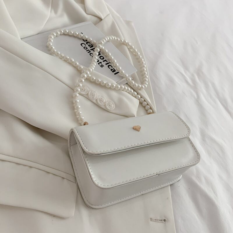 

Faux Pearl Beaded Crossbody Bag, White