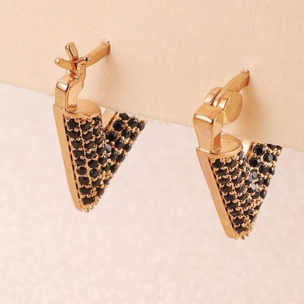 

Rhinestone Decor Hoop Earrings, Black