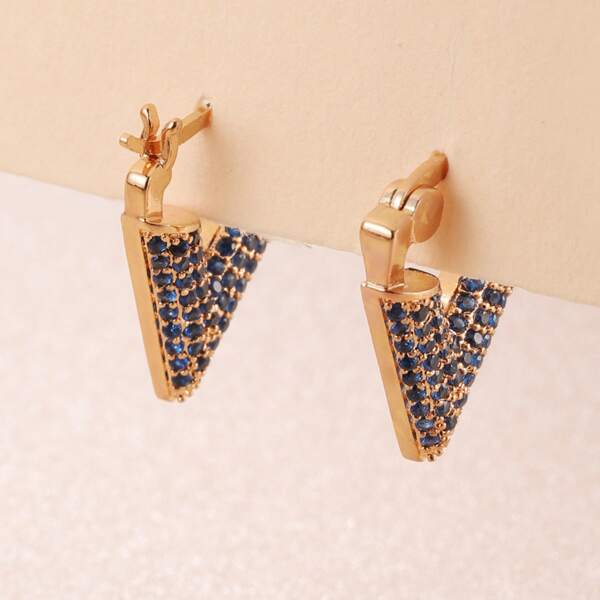 

Rhinestone Decor Hoop Earrings, Navy blue
