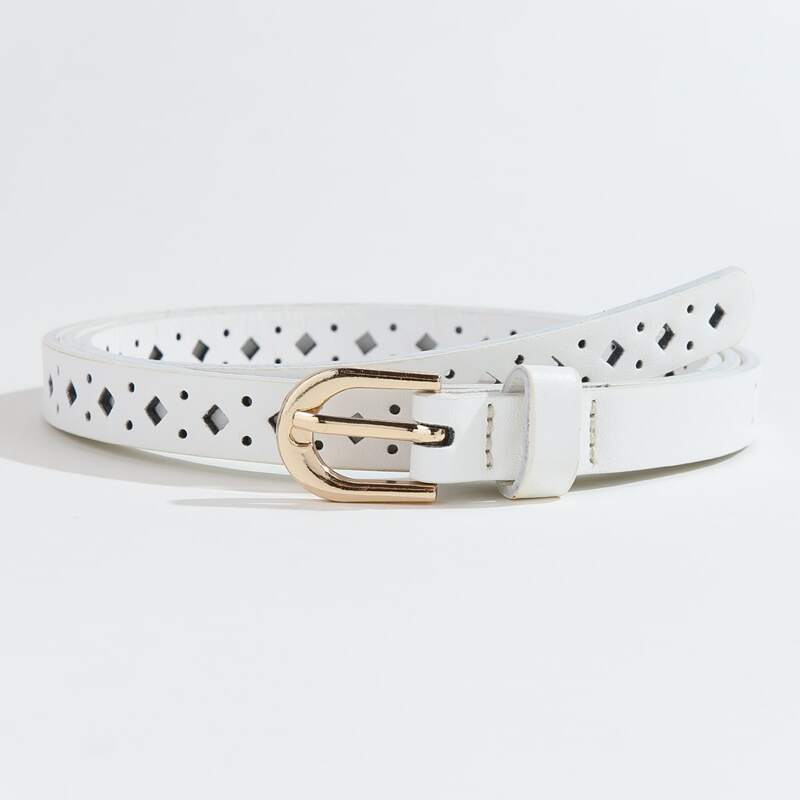 

Metal Buckle Belt, White