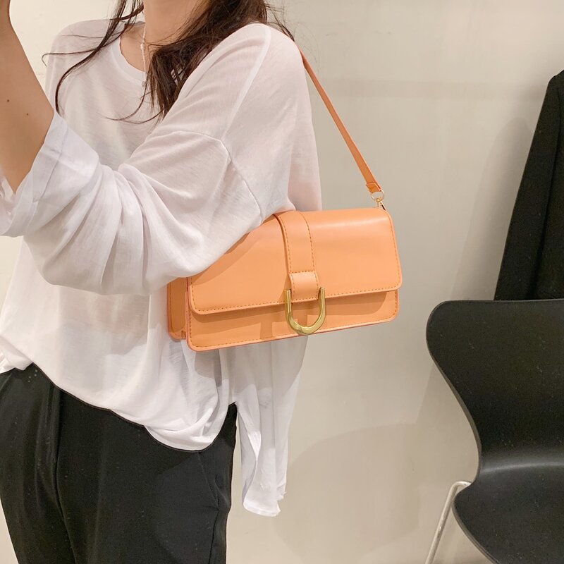 

Metal Decor Flap Square Bag, Orange