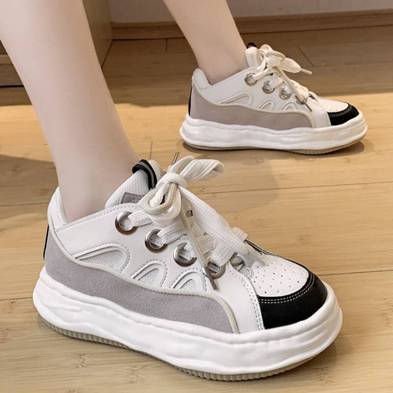

Lace-up Front Mesh Panel Sneakers, White