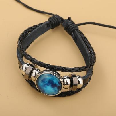 Starry Sky Print PU Leather Bracelet
