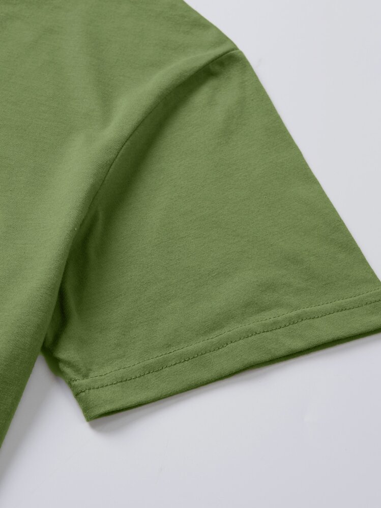 INAWLY T-shirt com Gráfico de Letra Decote Redondo, T-shirts Gráficos Femininos - Verde Militar - Visão 3