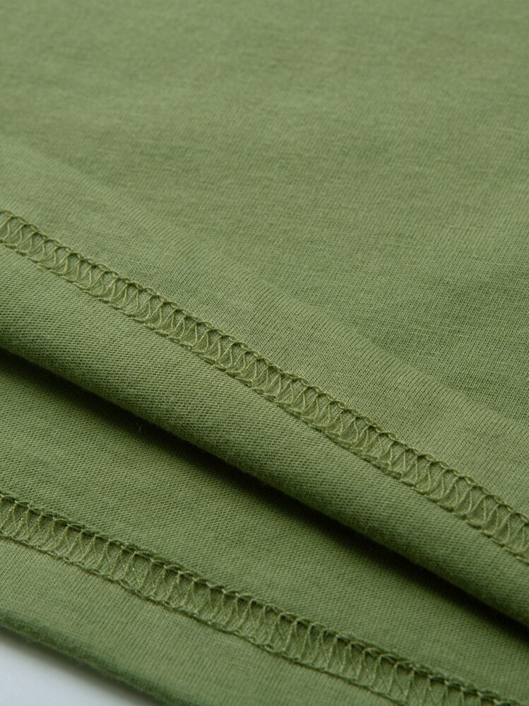 INAWLY T-shirt com Gráfico de Letra Decote Redondo, T-shirts Gráficos Femininos - Verde Militar - Visão 6