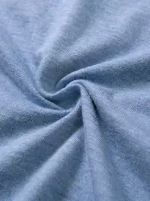 INAWLY 字母图案圆领 T 恤 图案 T 恤 女式上衣 - 霧霾藍 - 查看 5