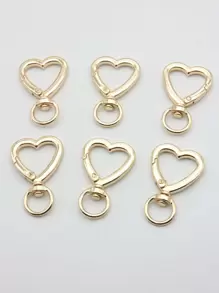 6pcs Heart Snap Hooks DIY Jewelry Accessory - Yellow Gold - View 1