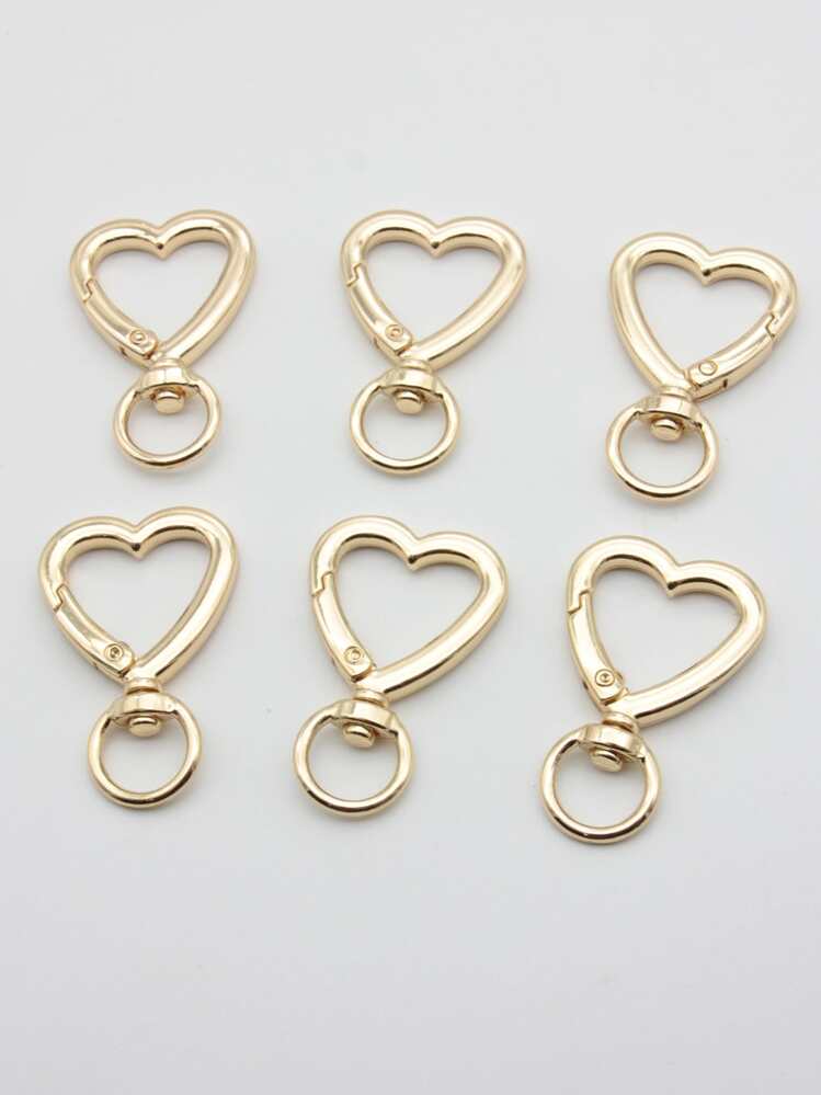 6pcs Heart Snap Hooks DIY Jewelry Accessory - Yellow Gold - View 1