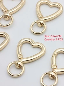 6pcs Heart Snap Hooks DIY Jewelry Accessory - Yellow Gold - View 2