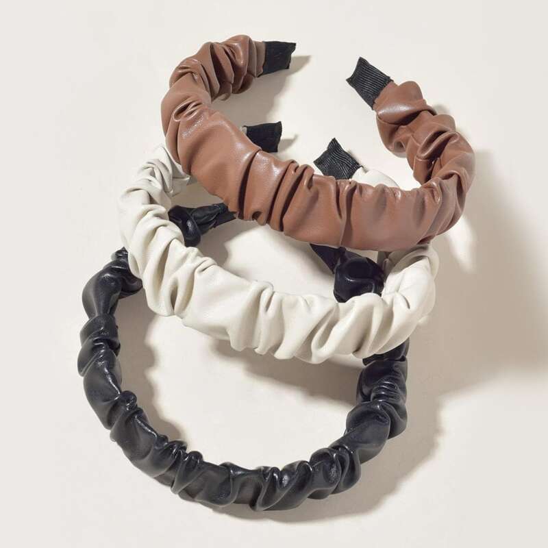

3pcs Ruched Headband, Multicolor