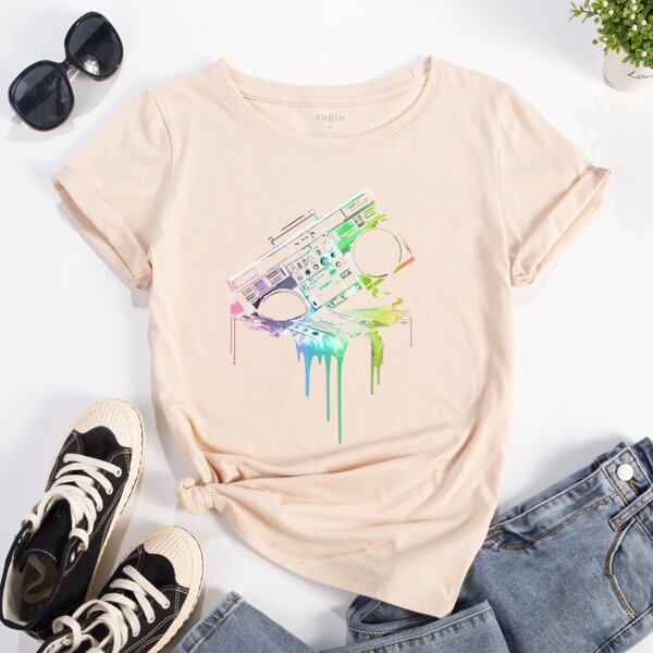 

Graphic Short Sleeve Tee, Apricot