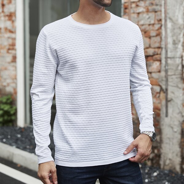 

Men Solid Textured Sweater, White