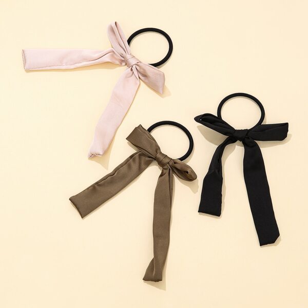

3pcs Bow Decor Hair Tie, Multicolor