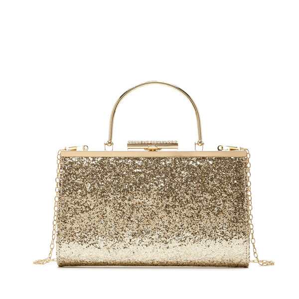 

Rhinestone Decor Glitter Chain Clutch Bag, Gold