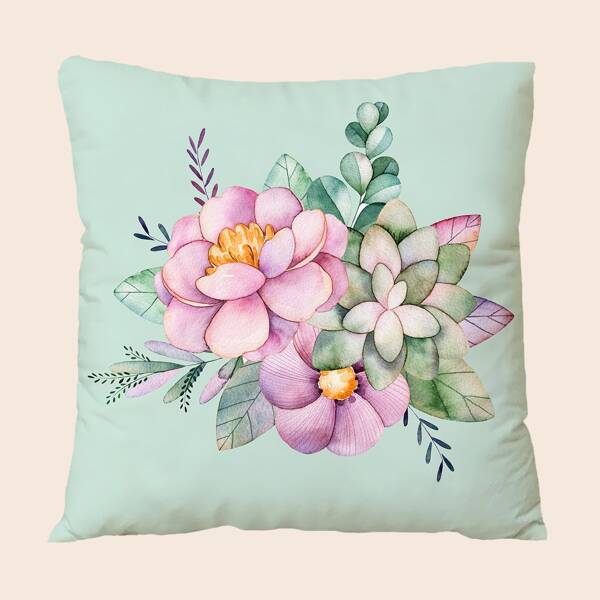 

Flower Print Cushion Cover Without Filler, Multicolor