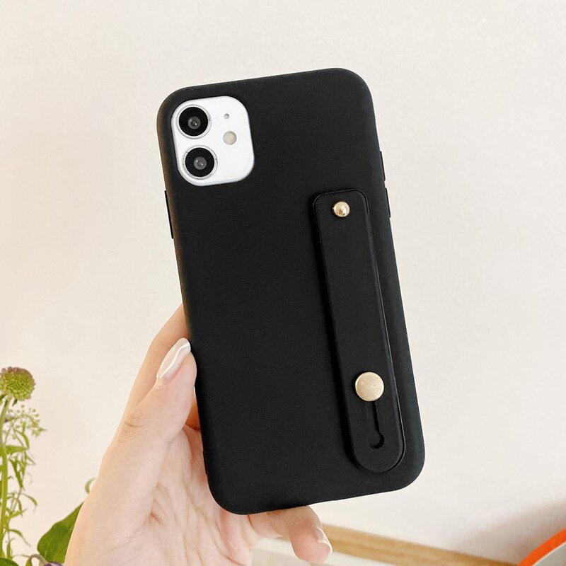 

Plain Phone Case With Push-pull Grip Holder, Black