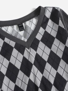 SHEIN Qutie Áo thun Hình học Giải trí - Màu xám đen - Xem 3